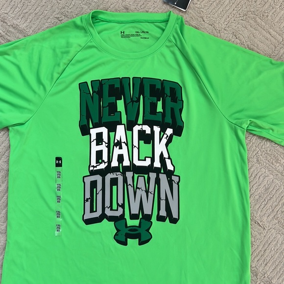 Under Armour short sleeve tech t-shirt Never Back Down Size youth XL NWT - Picture 6 of 16